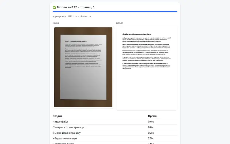Screenshot of the “Notebook scan → searchable PDF” stand